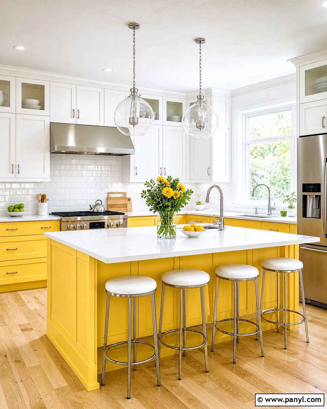 Lemon Yellow And Crisp White Kitchen - 20 yellow kitchen color scheme ideas