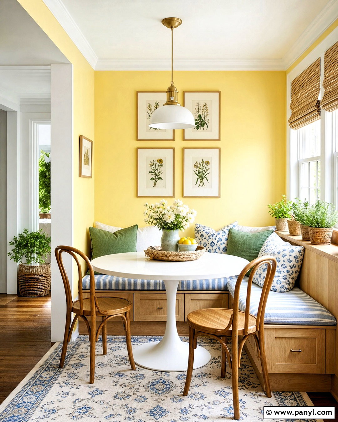 Lemon Yellow Breakfast Nook Wall - 20 yellow wall painting ideas
