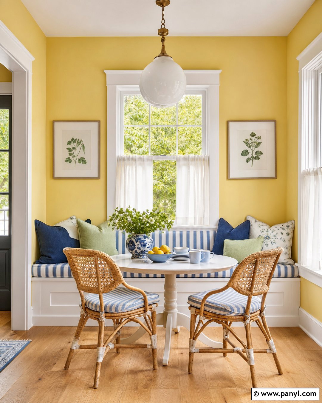 Lemon Yellow Breakfast Nook - 20 Best Yellow Wall Color Ideas