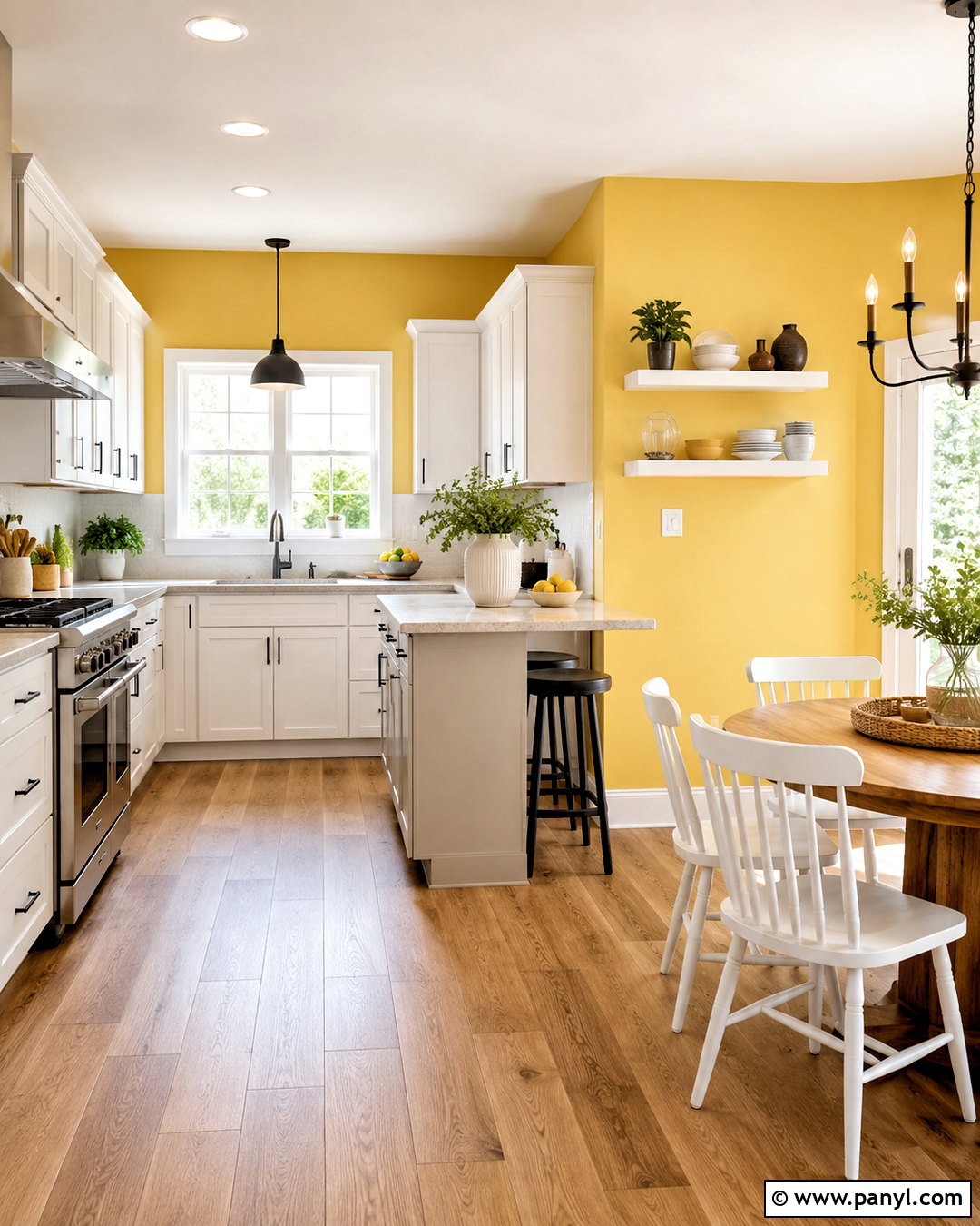 Lemon Yellow Feature Wall Kitchen - 35 yellow feature wall ideas