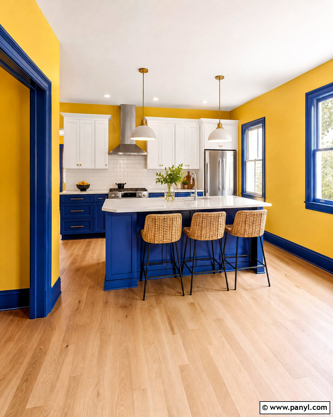 Lemon Yellow Walls With Cobalt Blue Trim - 20 Yellow Wall With Blue Trim Ideas