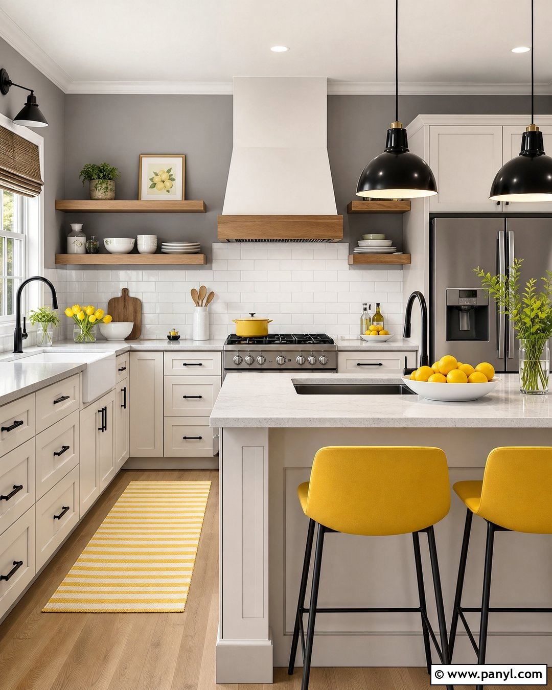 Lemon Yellow With Gray Walls - 35 Accent Colors With Gray Walls