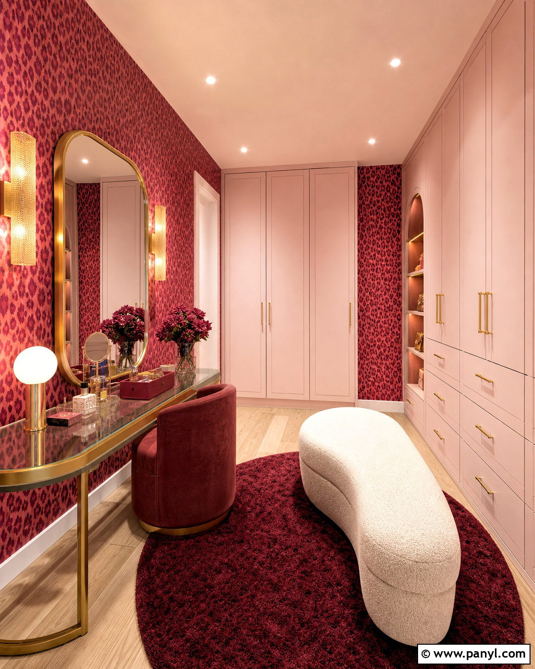 Leopard Red Wallpaper Dressing Room - 20 funky red wallpaper ideas