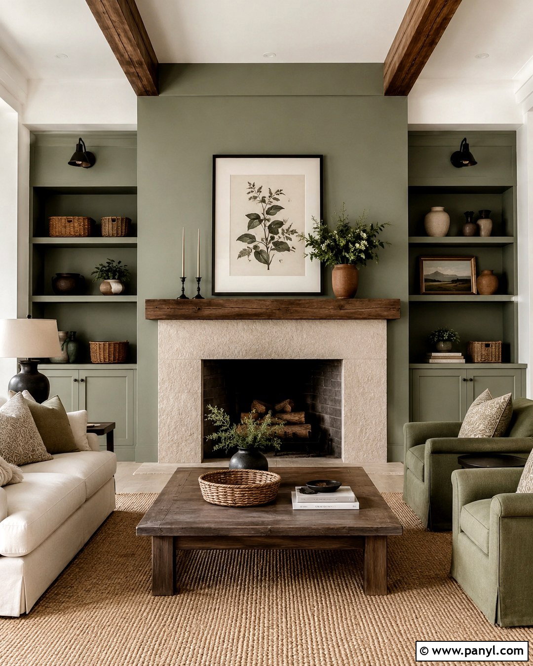 Lichen Green Fireplace Wall - 20 Green Fireplace Wall Paint Colors