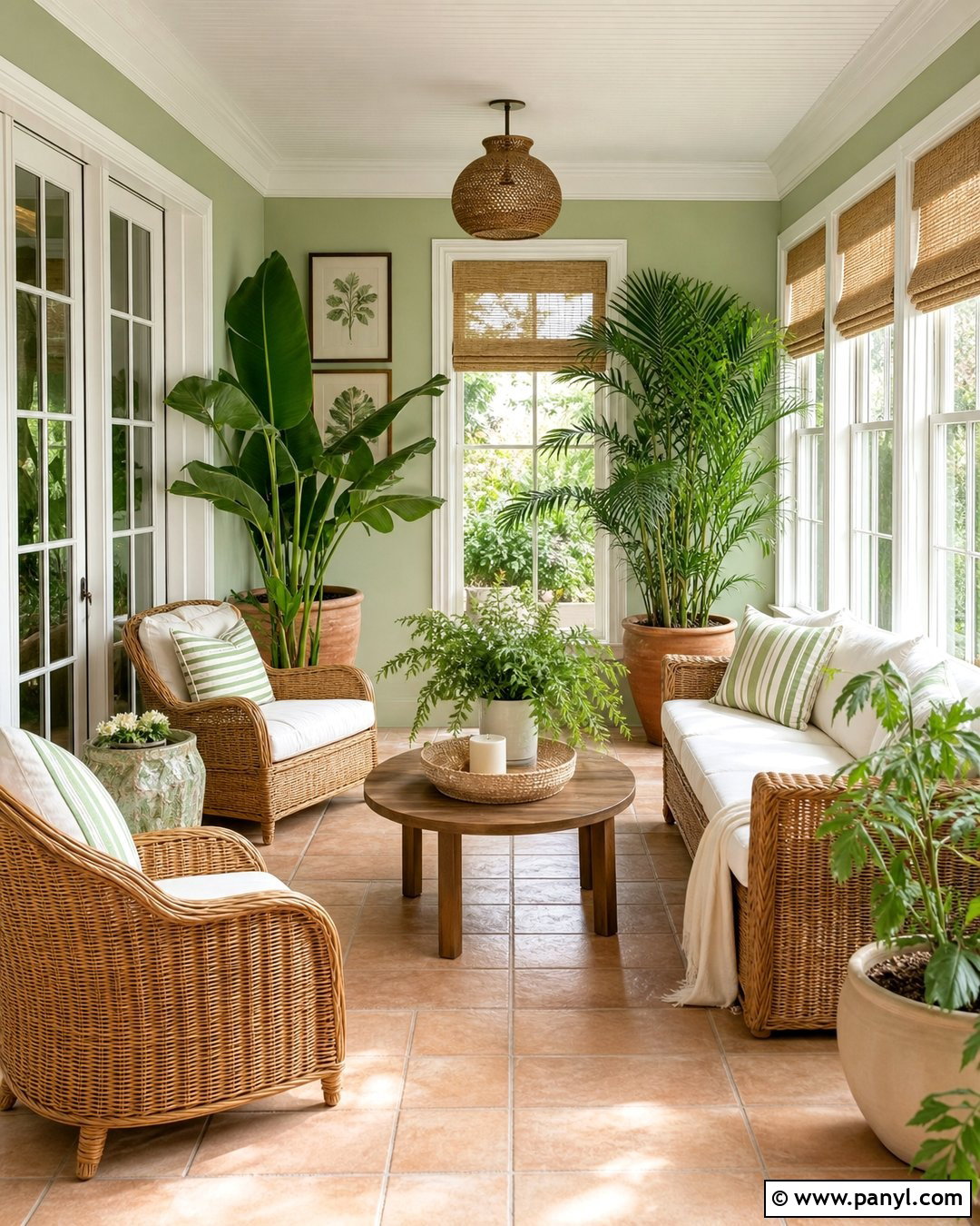 Light Aloe Green Sunroom - 30 light green wall color ideas
