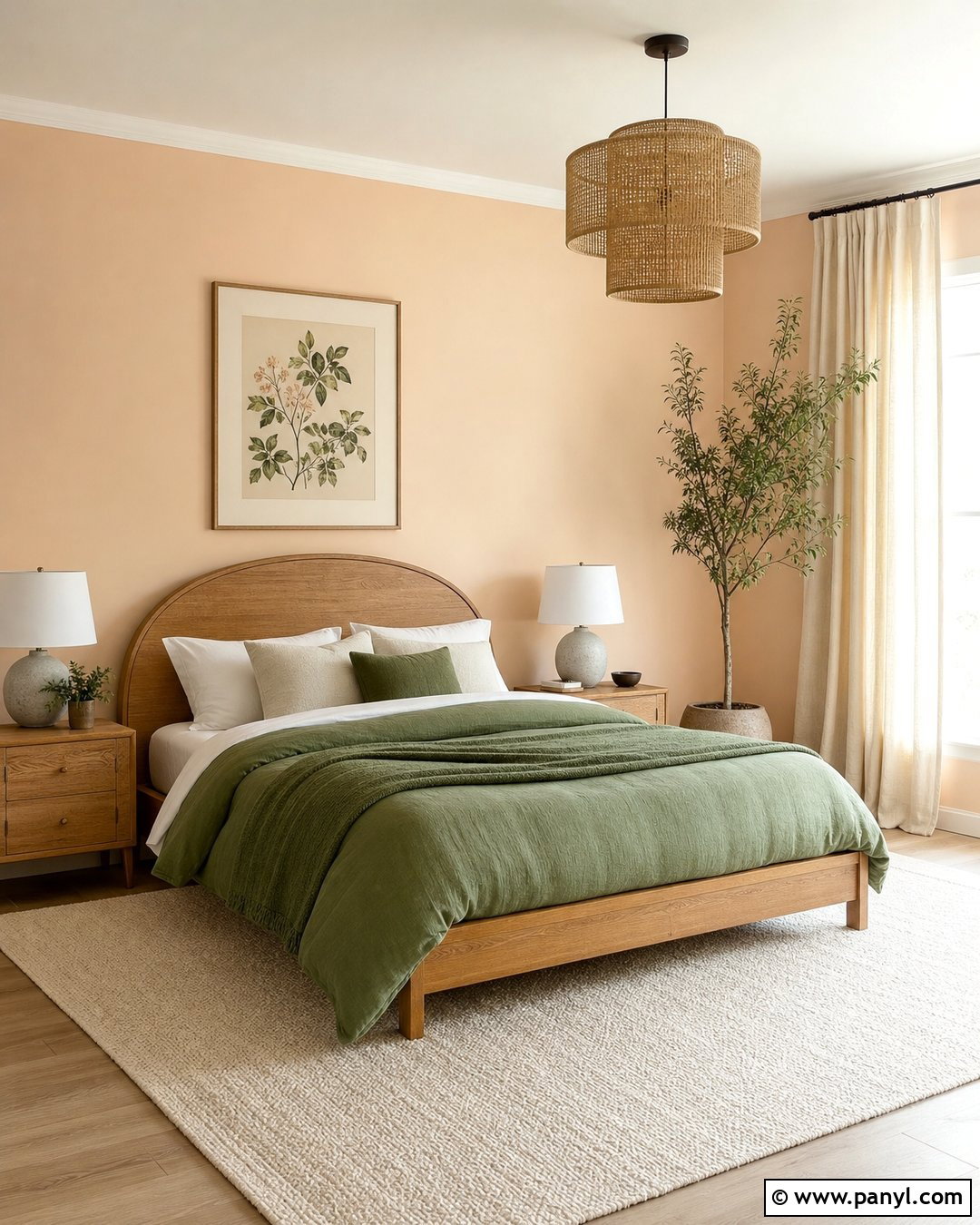 Light Apricot Bedroom With Sage Green Bedding - 20 Light Apricot Wall Color Ideas