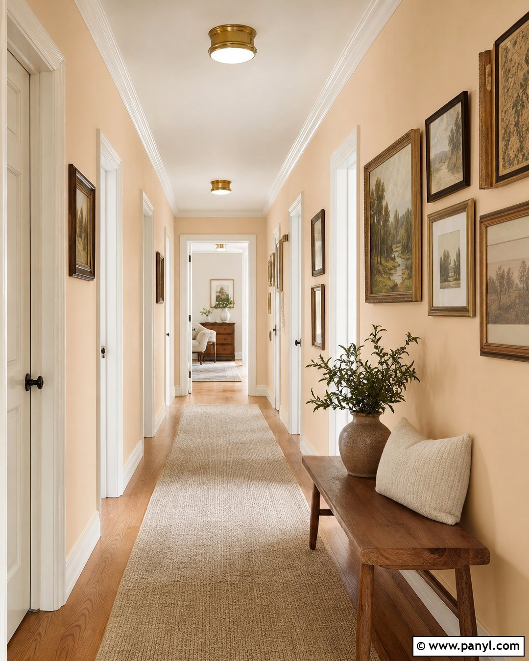 Light Apricot Hallway With Gallery Wall - 20 Light Apricot Wall Color Ideas