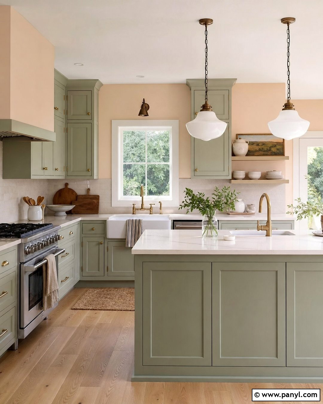 Light Apricot Kitchen With Sage Cabinets - 20 Light Apricot Wall Color Ideas