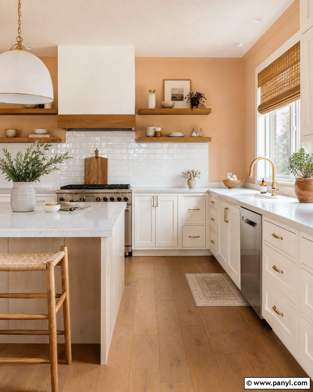 Light Apricot Kitchen With White Cabinets - 20 Light Apricot Wall Color Ideas