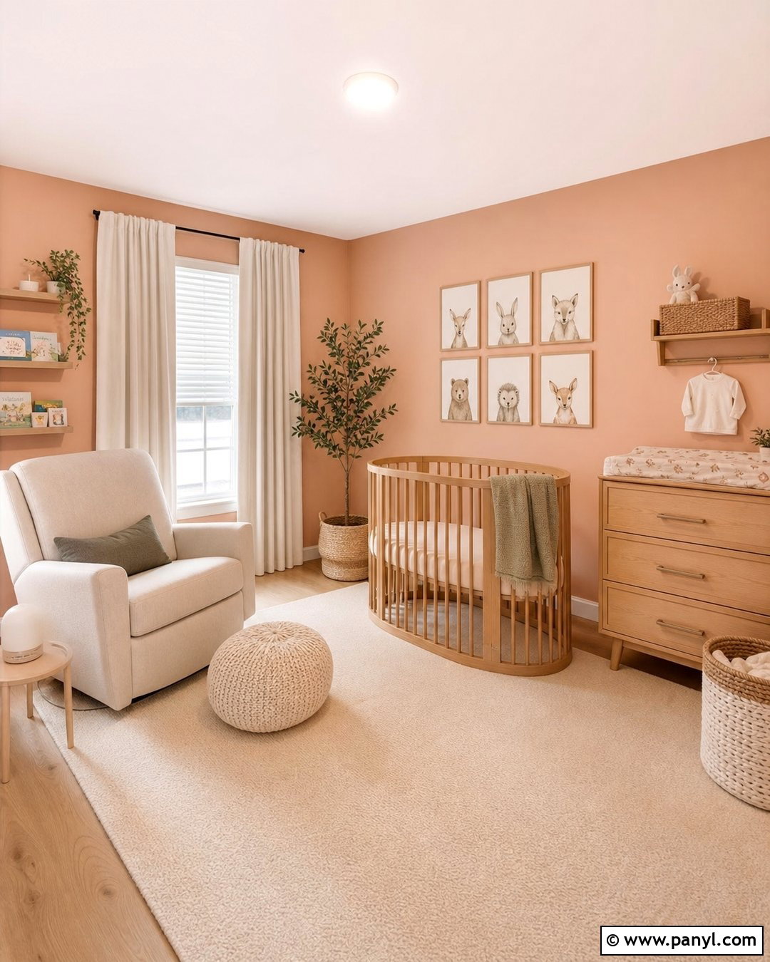 Light Apricot Nursery With Natural Wood - 20 Light Apricot Wall Color Ideas