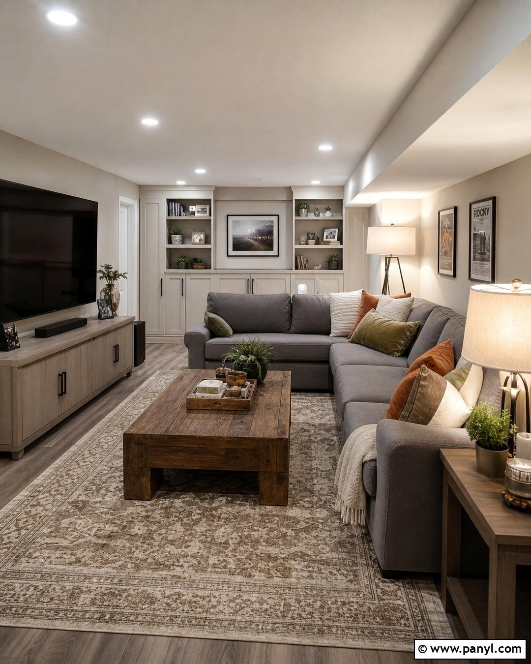 Light Beige Basement Walls With Warm Lighting - 35 light beige walls