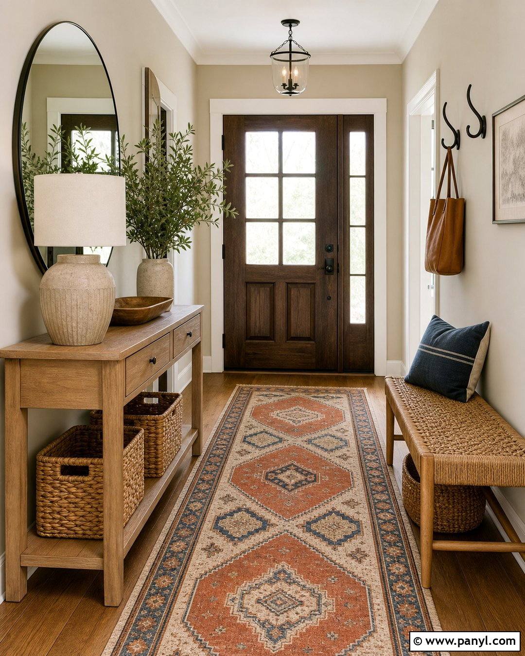 Light Beige Entryway Walls With A Wood Console - 35 light beige walls