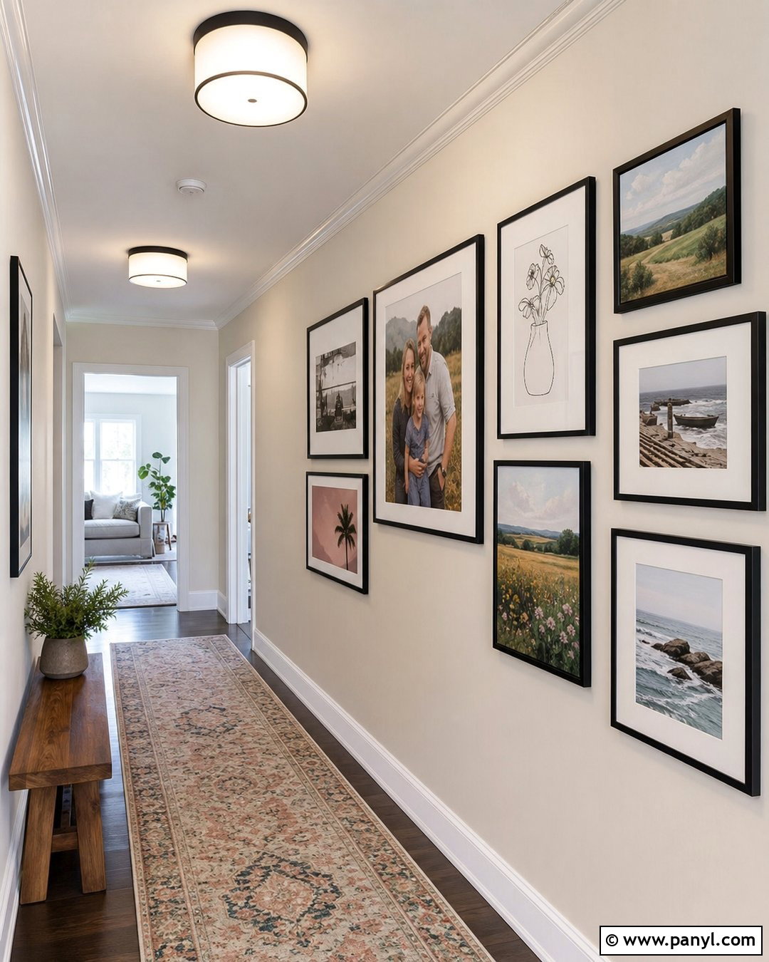 Light Beige Hallway Walls With A Gallery Wall - 35 light beige walls