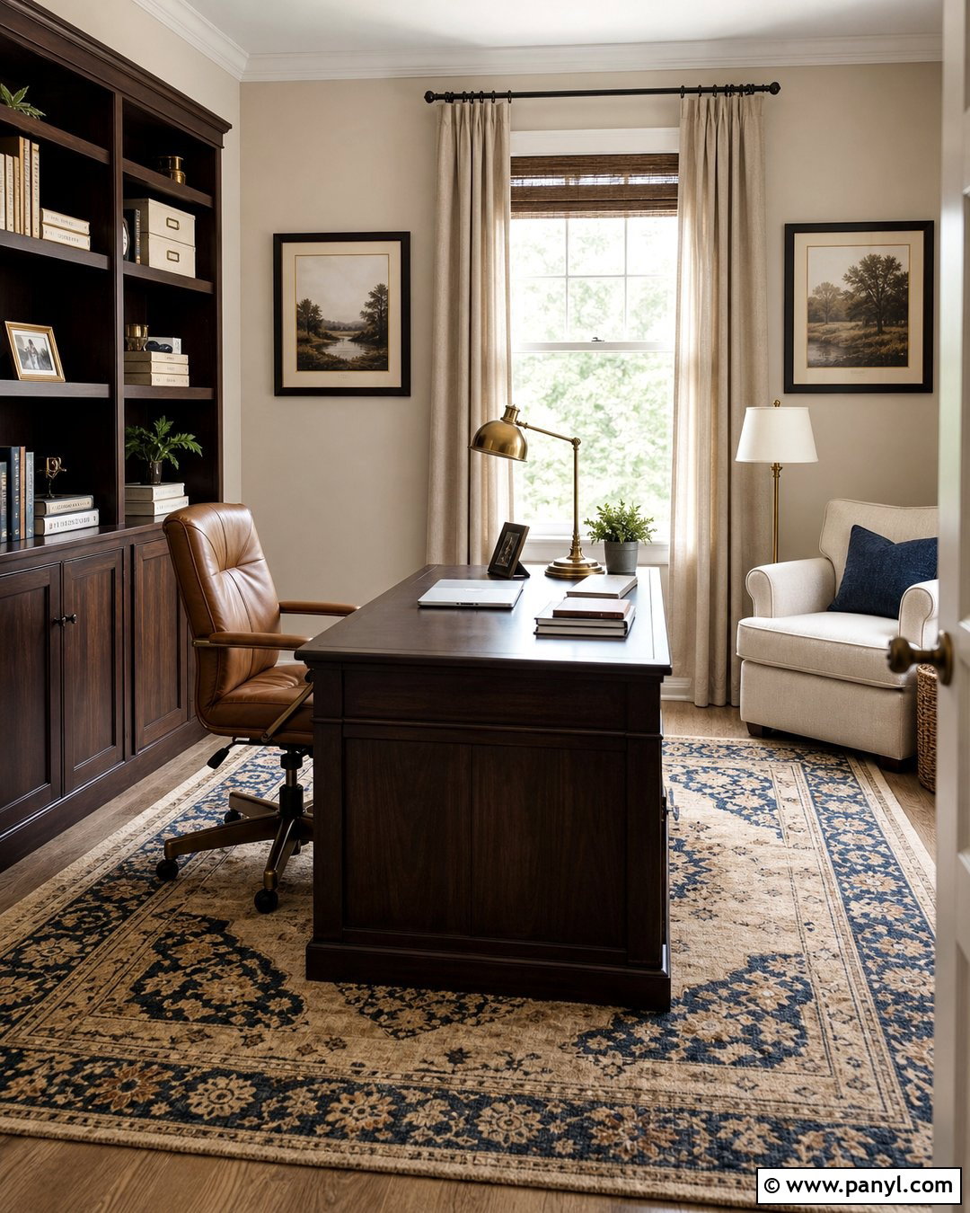 Light Beige Home Office Walls With Dark Wood - 35 light beige walls