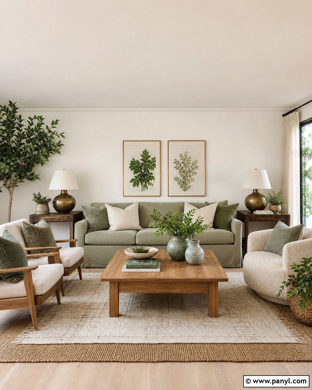 Light Beige Living Room Walls With Sage Green - 35 light beige walls