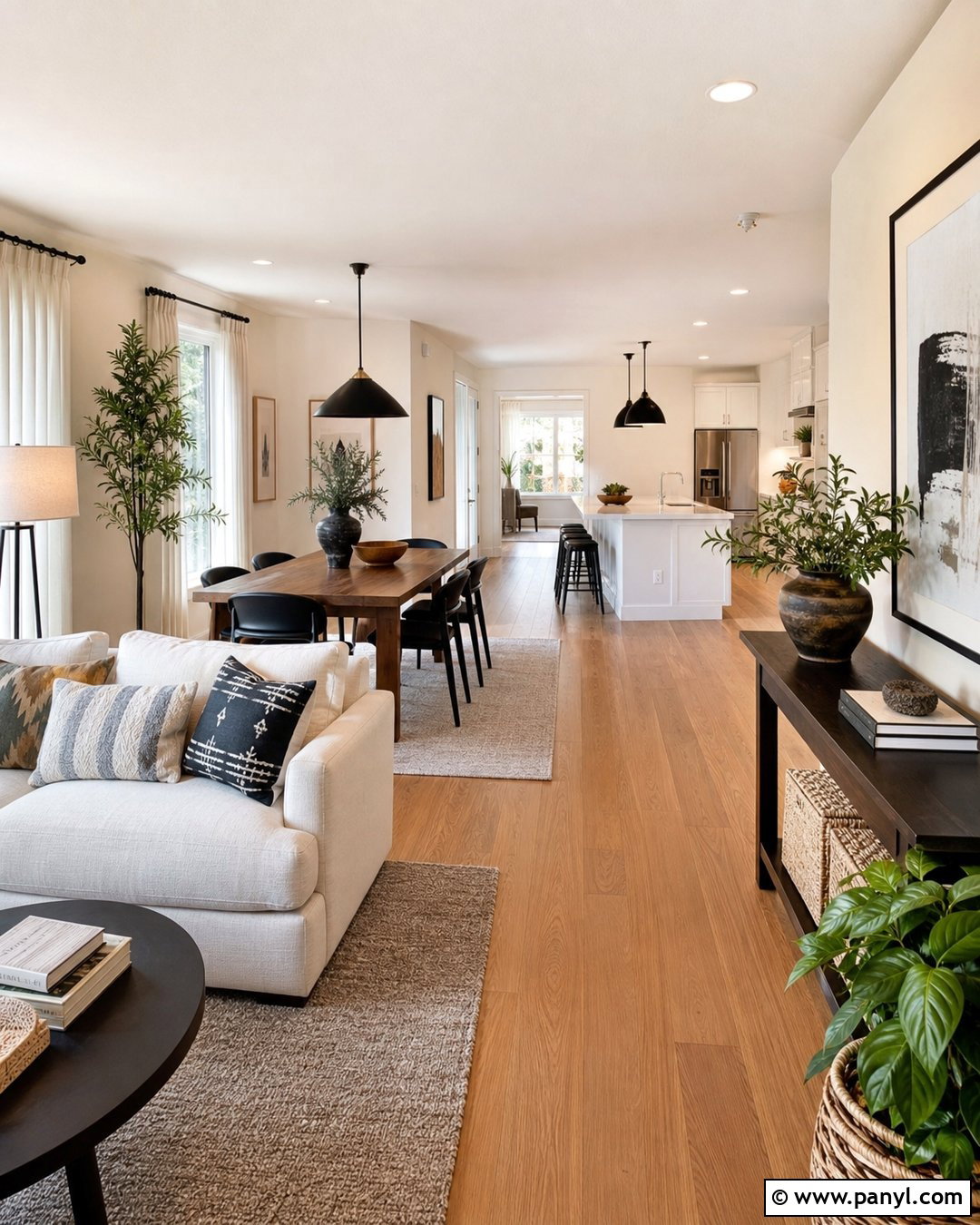 Light Beige Walls In An Open Concept Room - 35 light beige walls