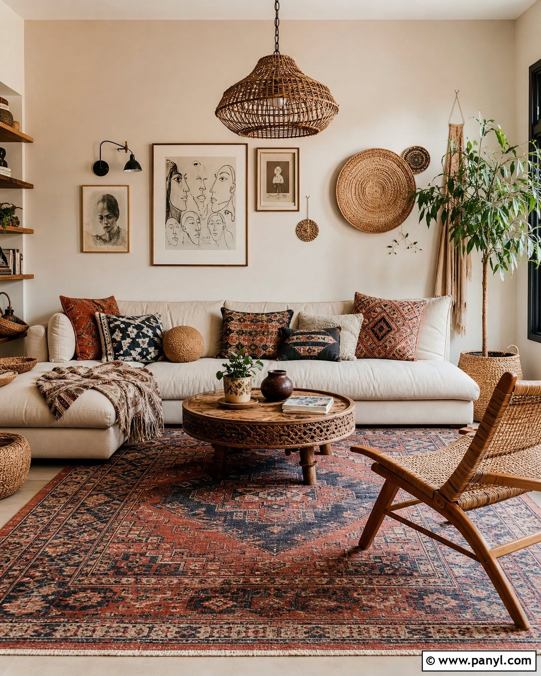 Light Beige Walls With Boho Decor - 35 light beige walls