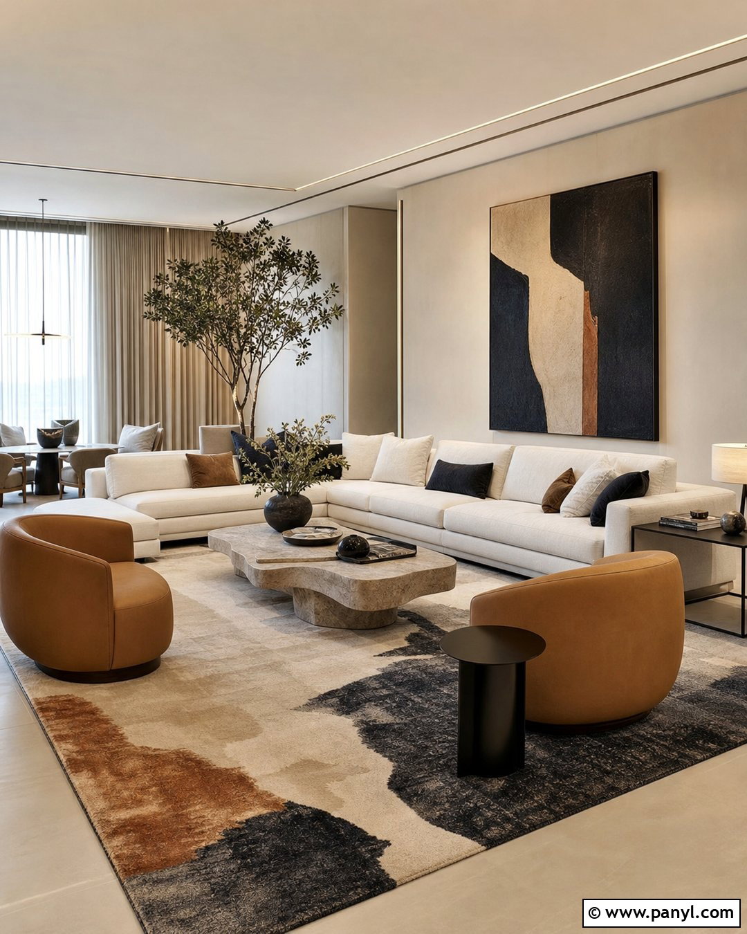 Light Beige Walls With Contemporary Furniture - 35 light beige walls