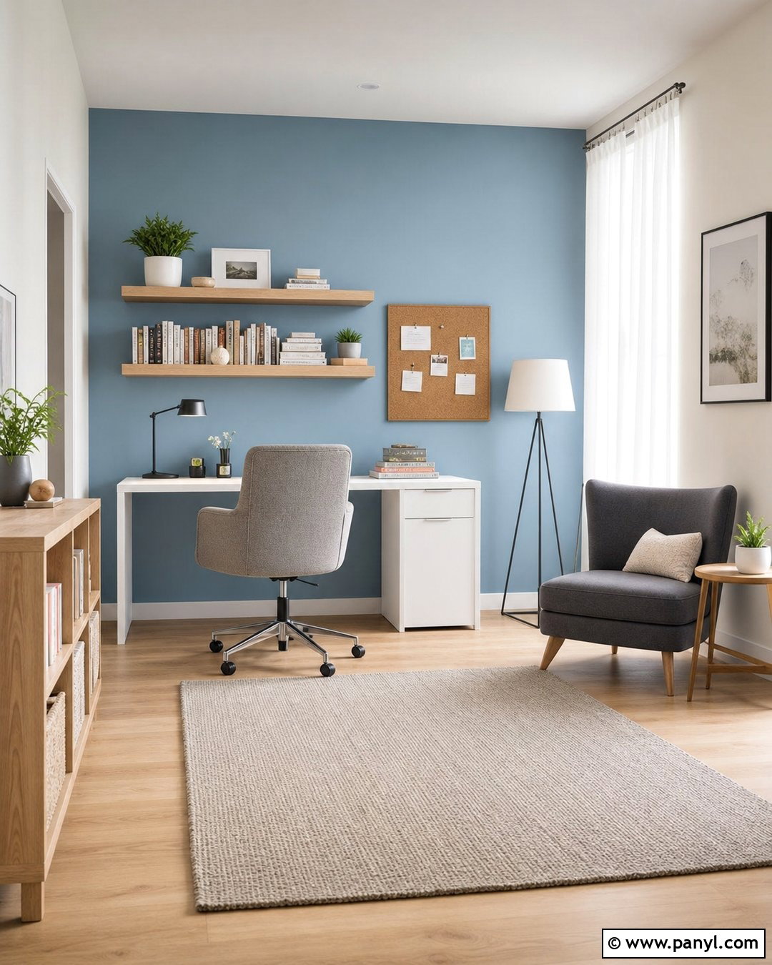 Light Blue Accent Wall Study Room - 20 Blue Accent Wall Study Room Ideas