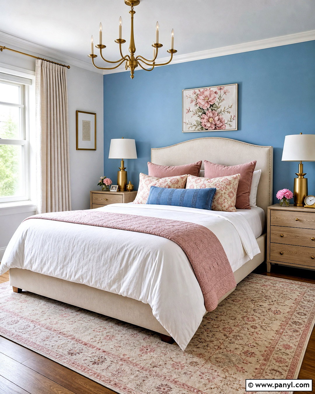 Light Blue Accent Wall With Blush Pink - 20 light blue accent wall bedroom ideas