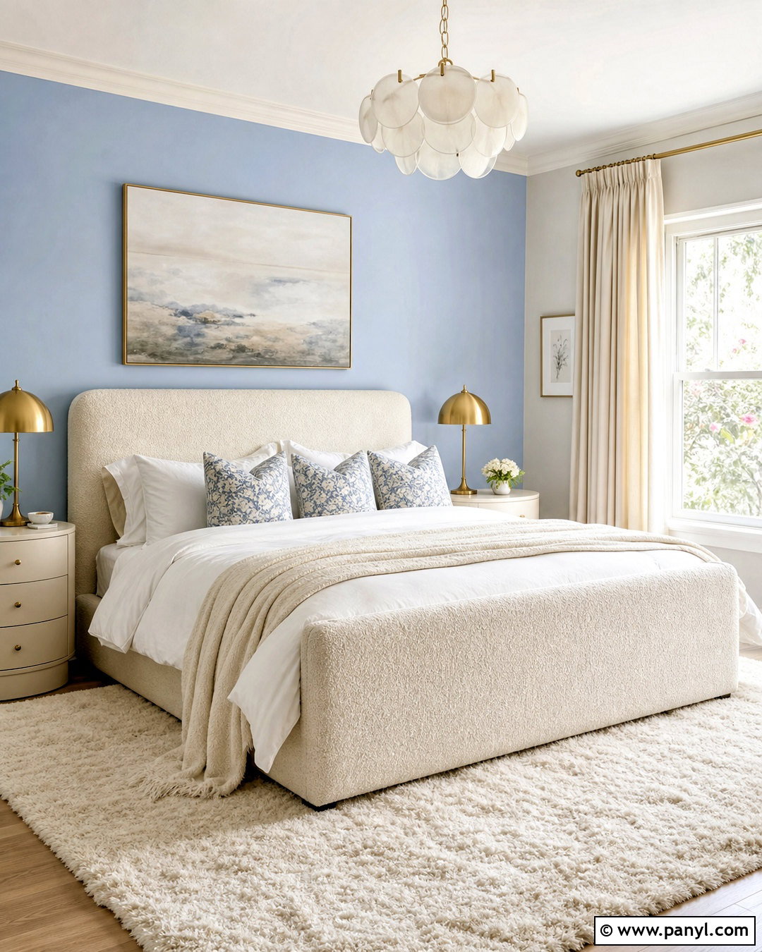 Light Blue Accent Wall With Cream Decor - 20 light blue accent wall bedroom ideas