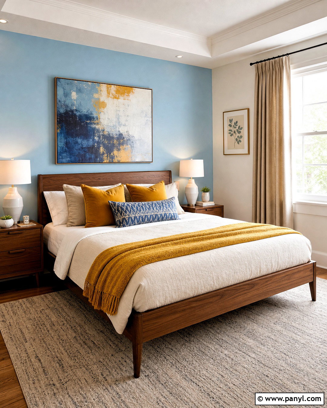 Light Blue Accent Wall With Mustard Yellow - 20 light blue accent wall bedroom ideas