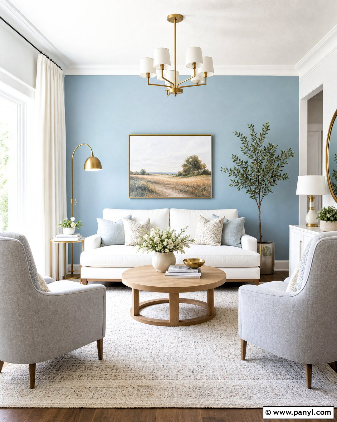 Light Blue Accent Wall With White Sofa - 20 light blue accent wall living room ideas