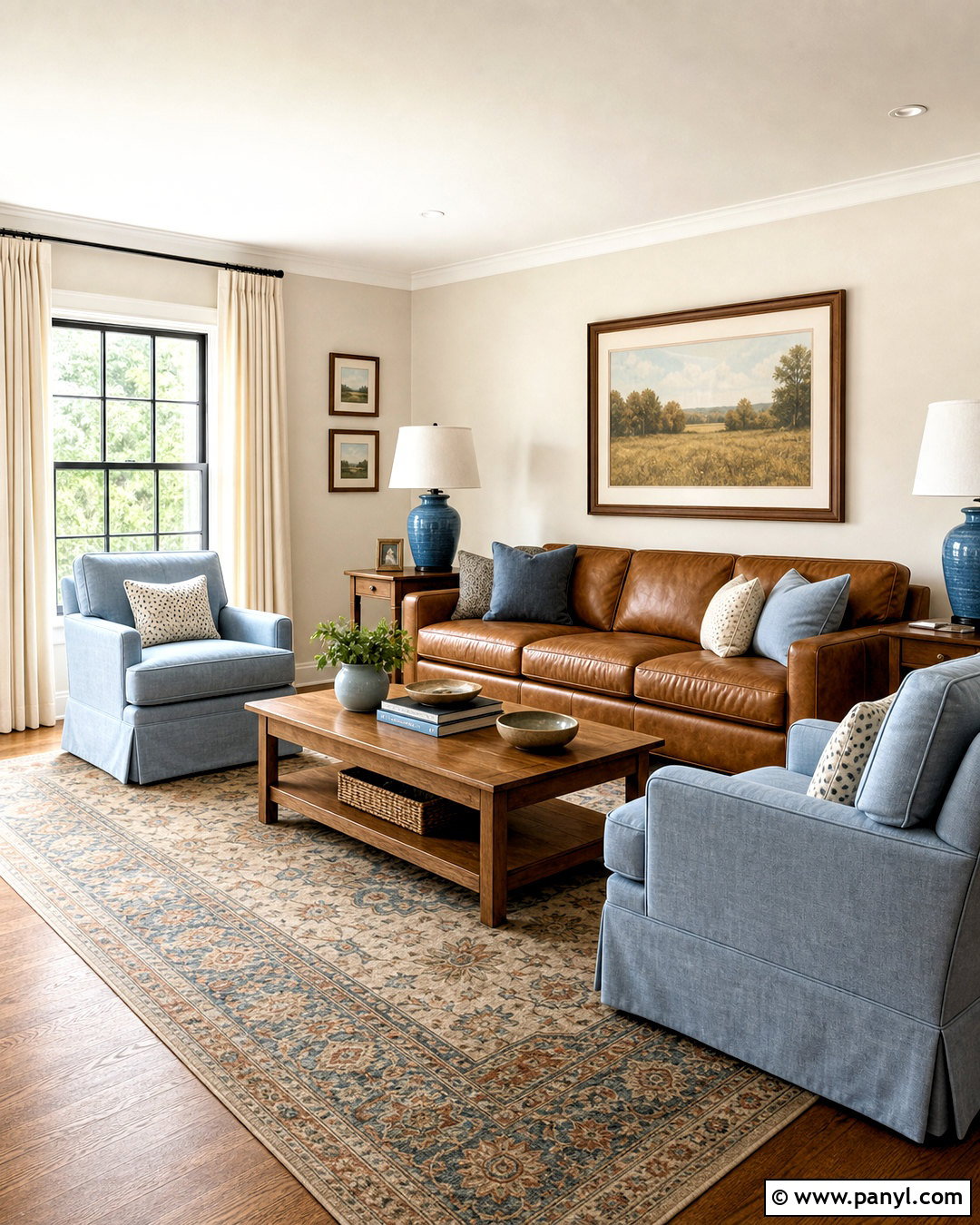 Light Blue And Brown Living Room With A Patterned Rug - 20 light blue and brown living room ideas