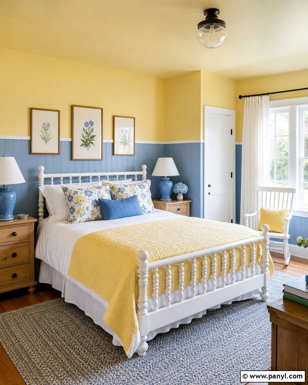 Light Blue And Butter Yellow Two Color Wall - 25 2 Color Wall ideas