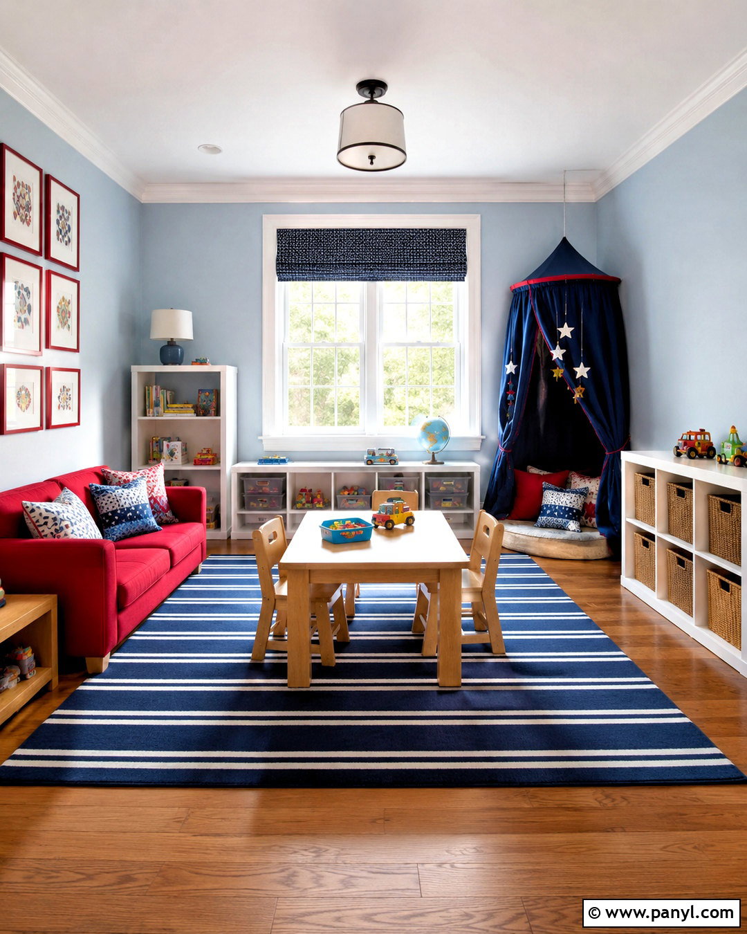 Light Blue And Red Playroom - 20 playroom color scheme ideas
