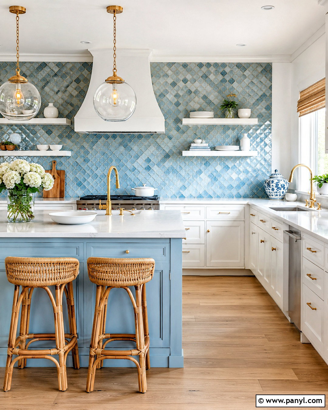 Light Blue And White Kitchen With Blue Backsplash - 20 light blue and white kitchen ideas