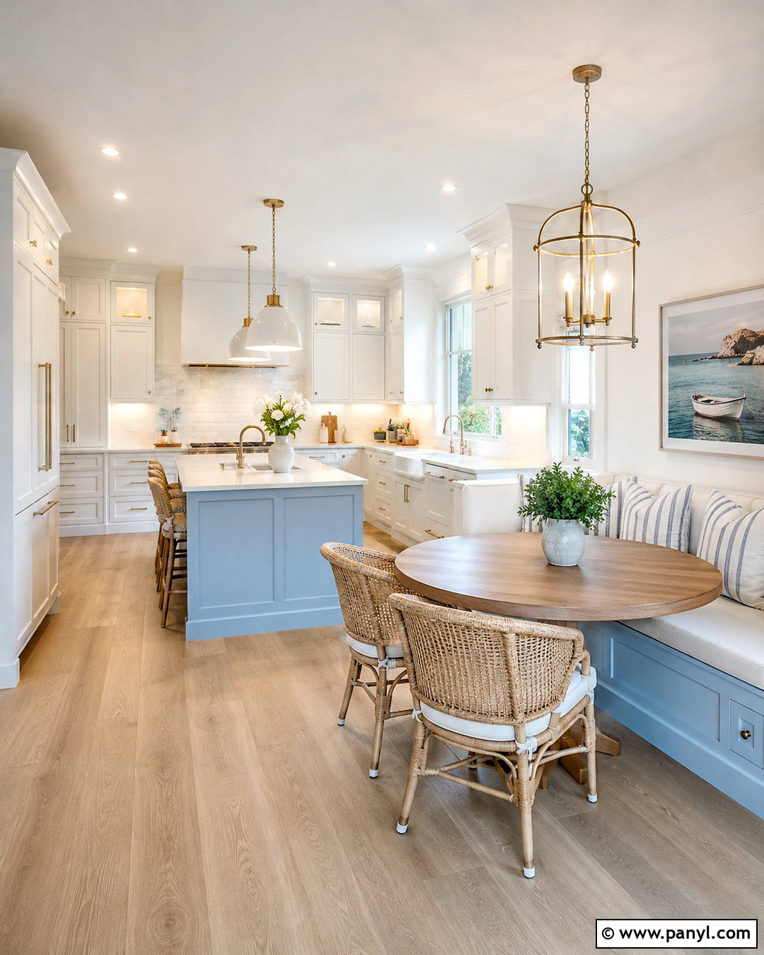 Light Blue And White Kitchen With Breakfast Nook - 20 light blue and white kitchen ideas