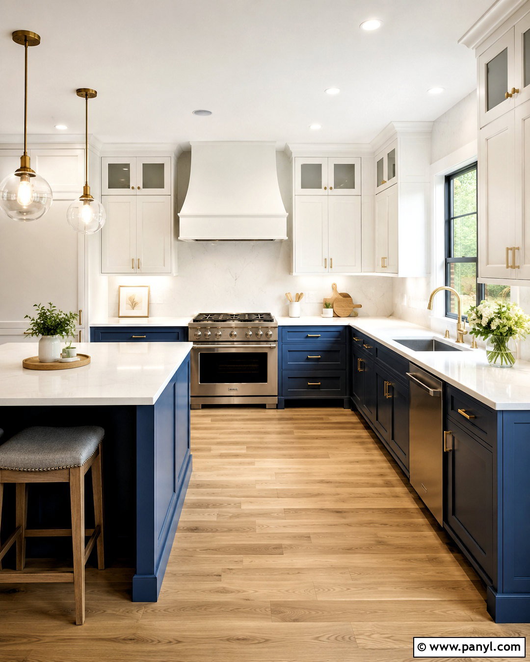Light Blue And White U-Shaped Kitchen - 20 light blue and white kitchen ideas