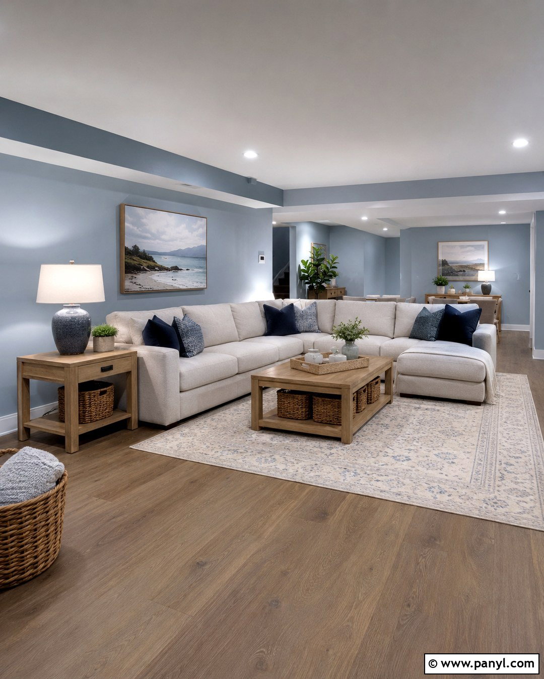 Light Blue Basement Family Room - 20 Basement Blue Walls