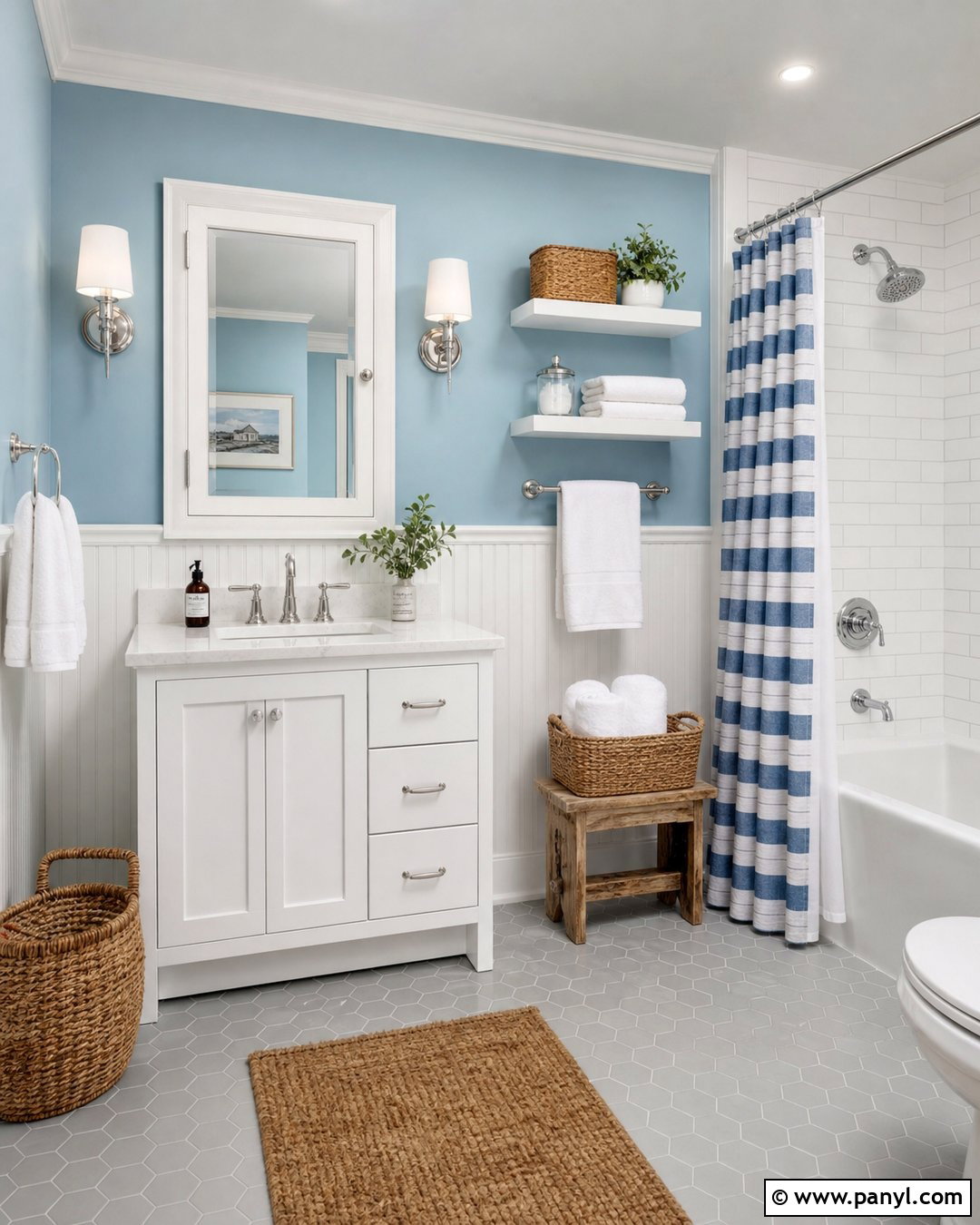 Light Blue Bathroom Walls With Beadboard - 35 light blue bathroom walls
