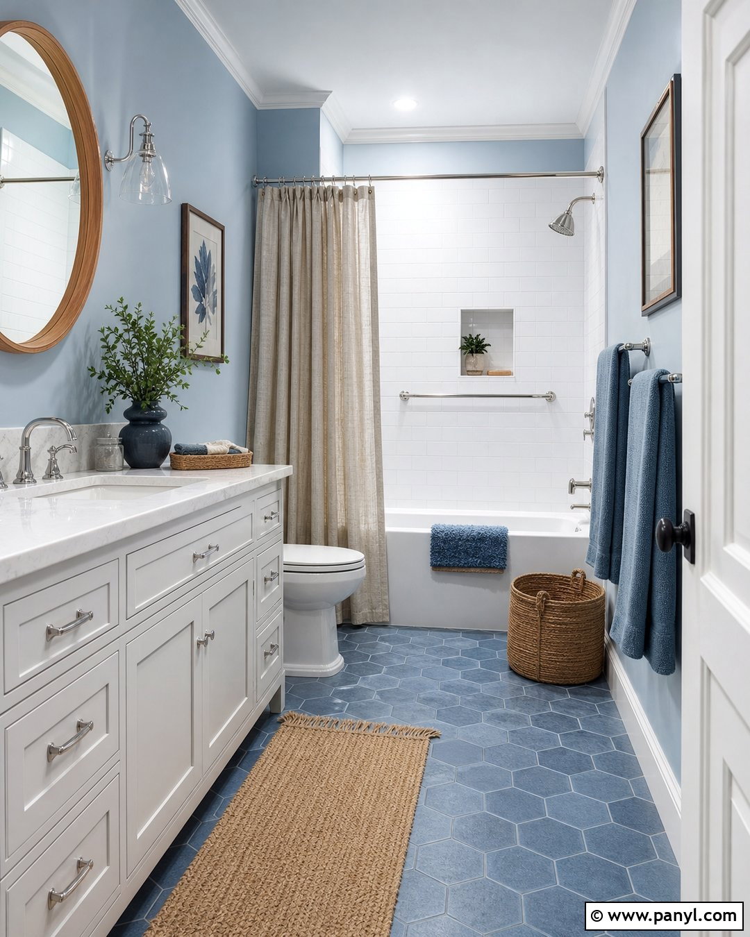 Light Blue Bathroom Walls With Blue Floor Tile - 35 light blue bathroom walls