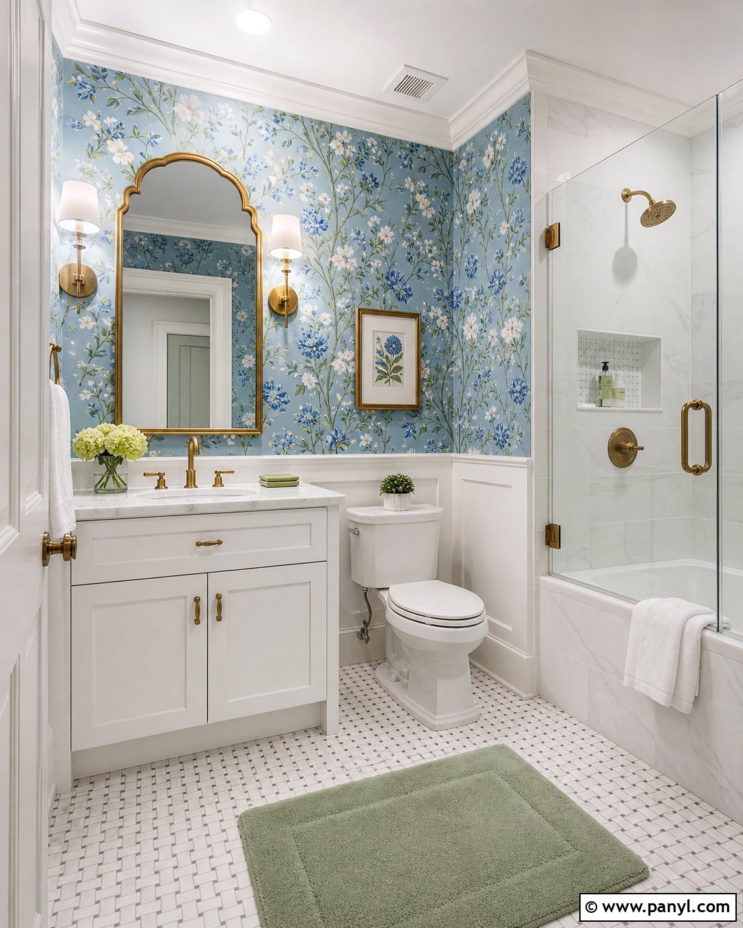 Light Blue Bathroom Walls With Floral Wallpaper - 35 light blue bathroom walls
