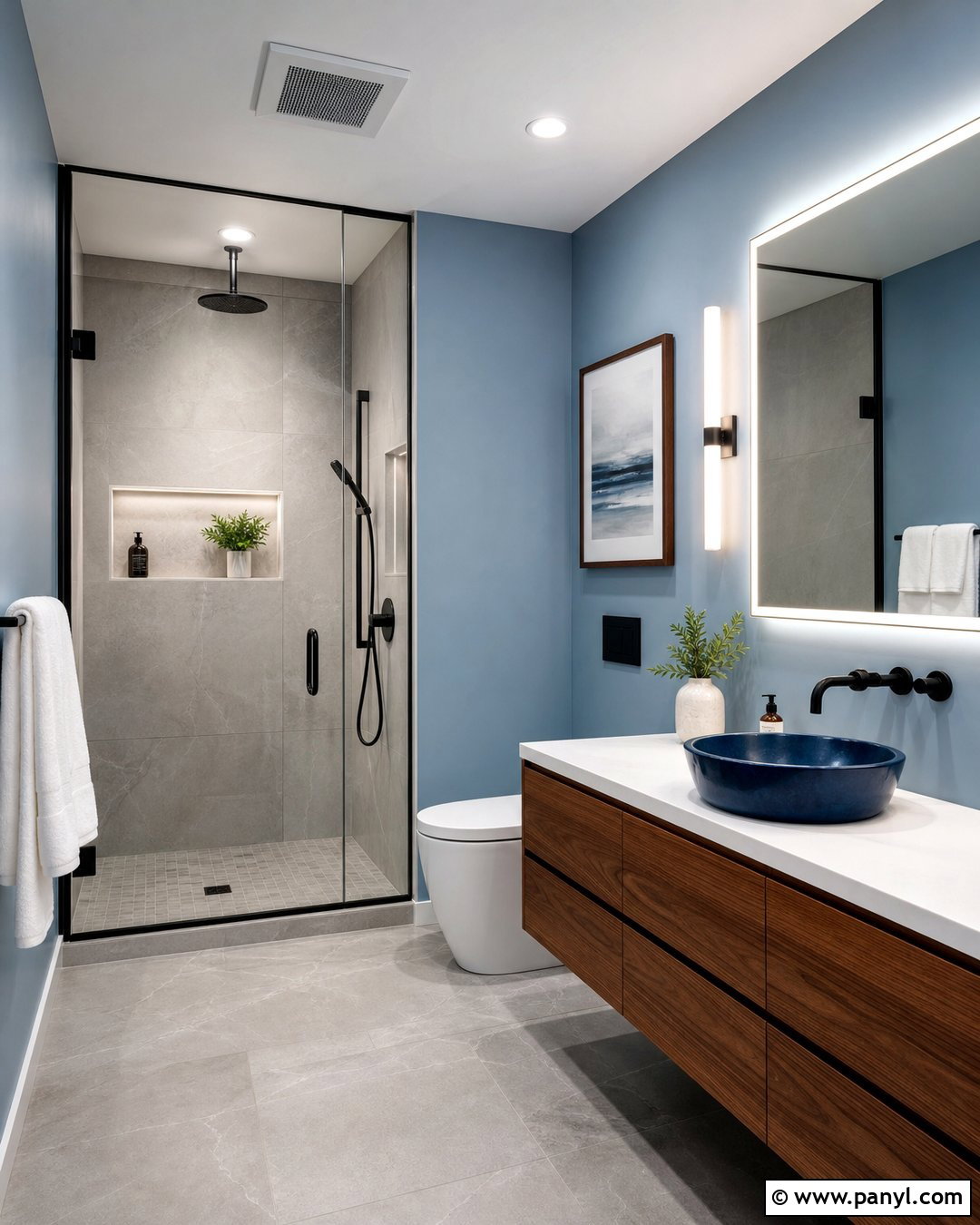 Light Blue Bathroom Walls With Modern Decor - 35 light blue bathroom walls