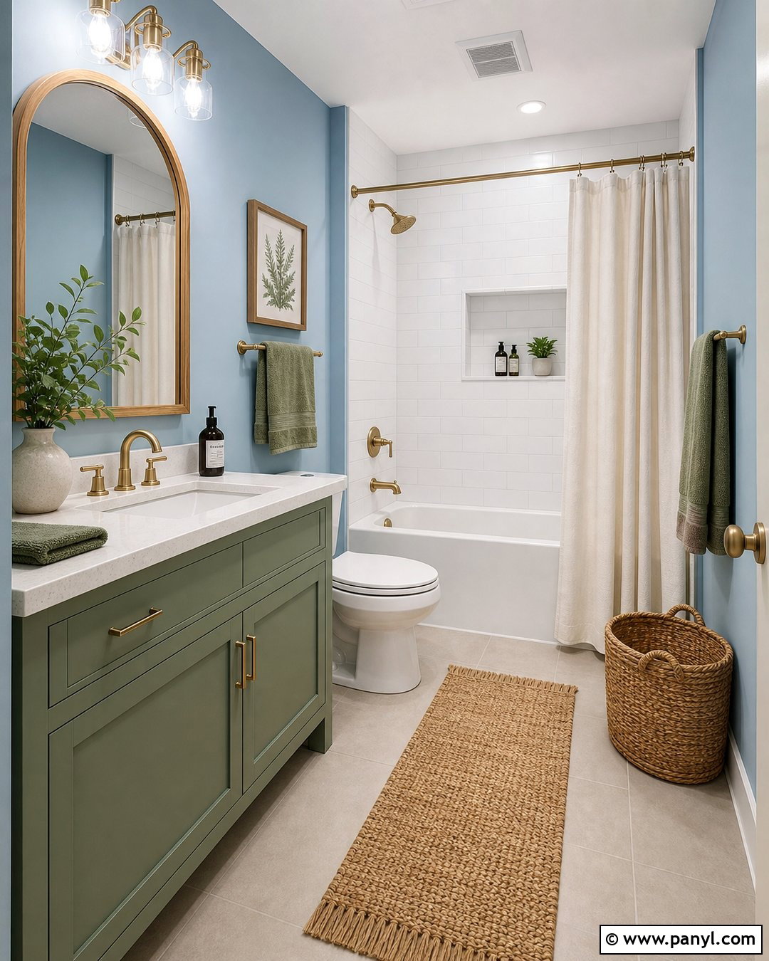 Light Blue Bathroom Walls With Sage Green Accents - 35 light blue bathroom walls
