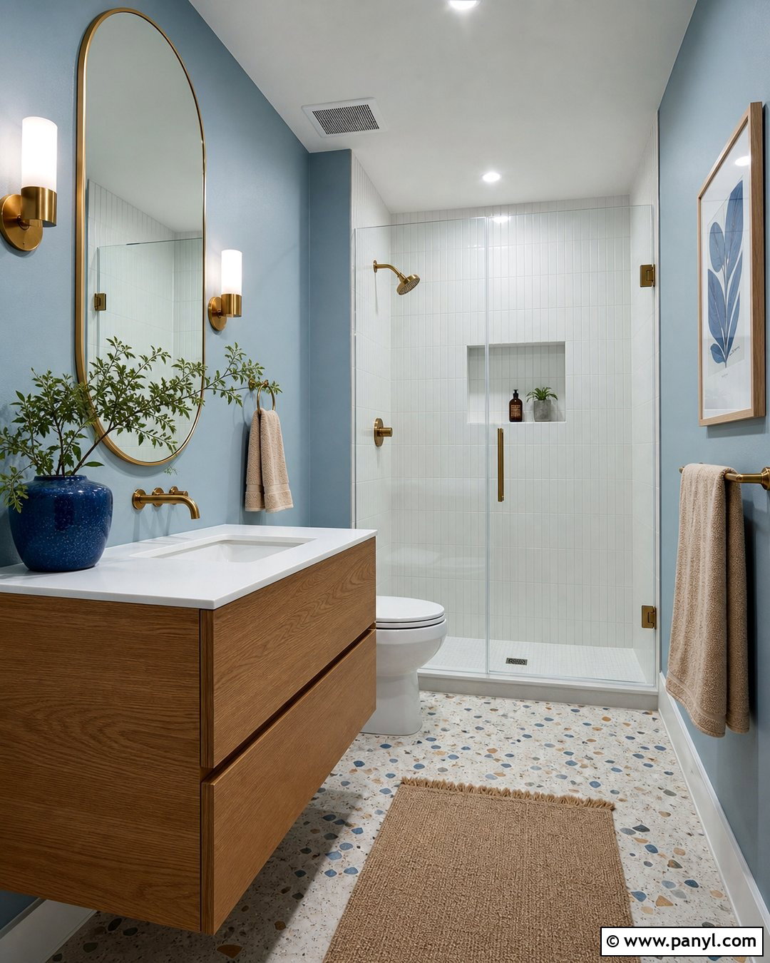 Light Blue Bathroom Walls With Terrazzo Flooring - 35 light blue bathroom walls
