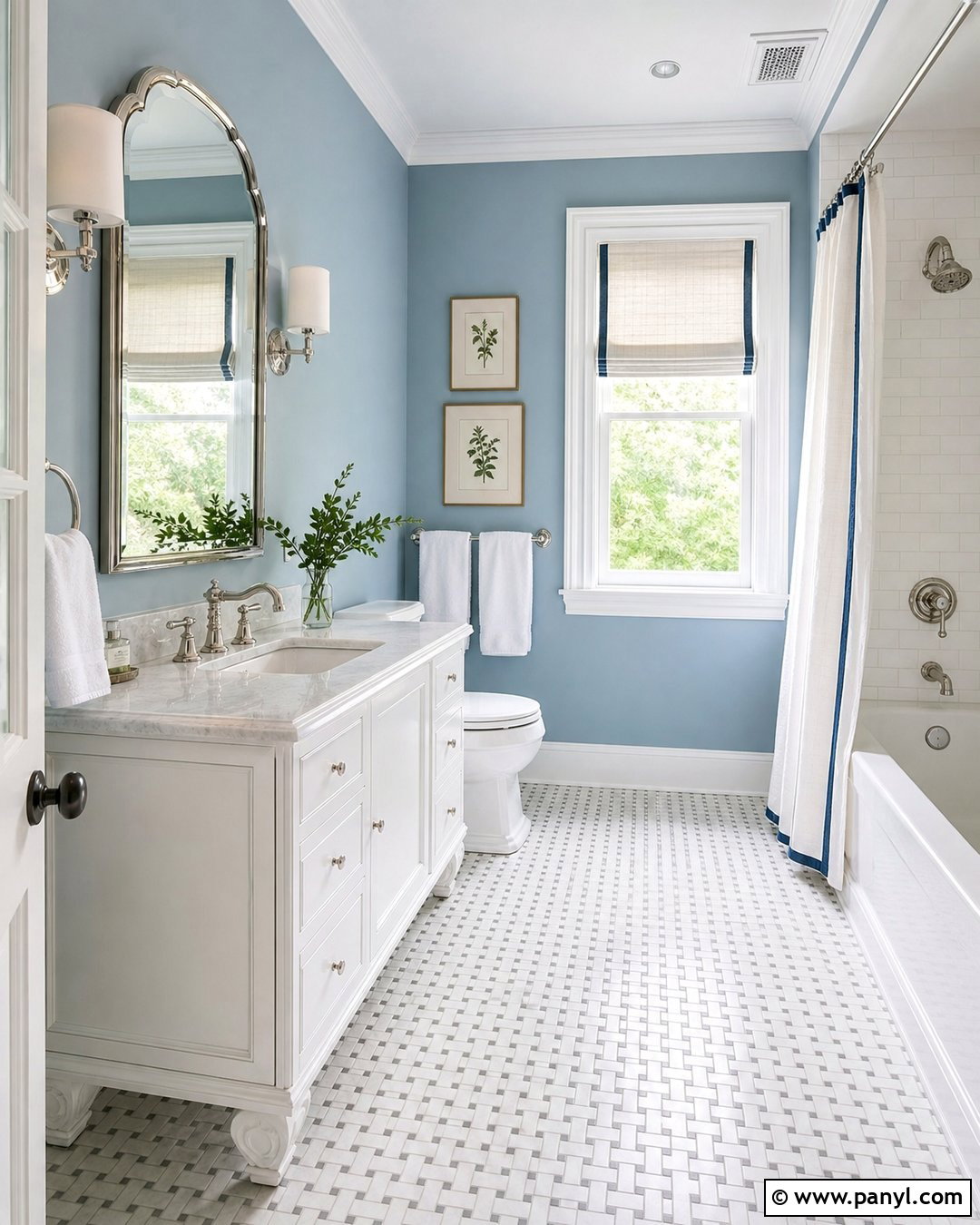 Light Blue Bathroom Walls With Traditional Decor - 35 light blue bathroom walls