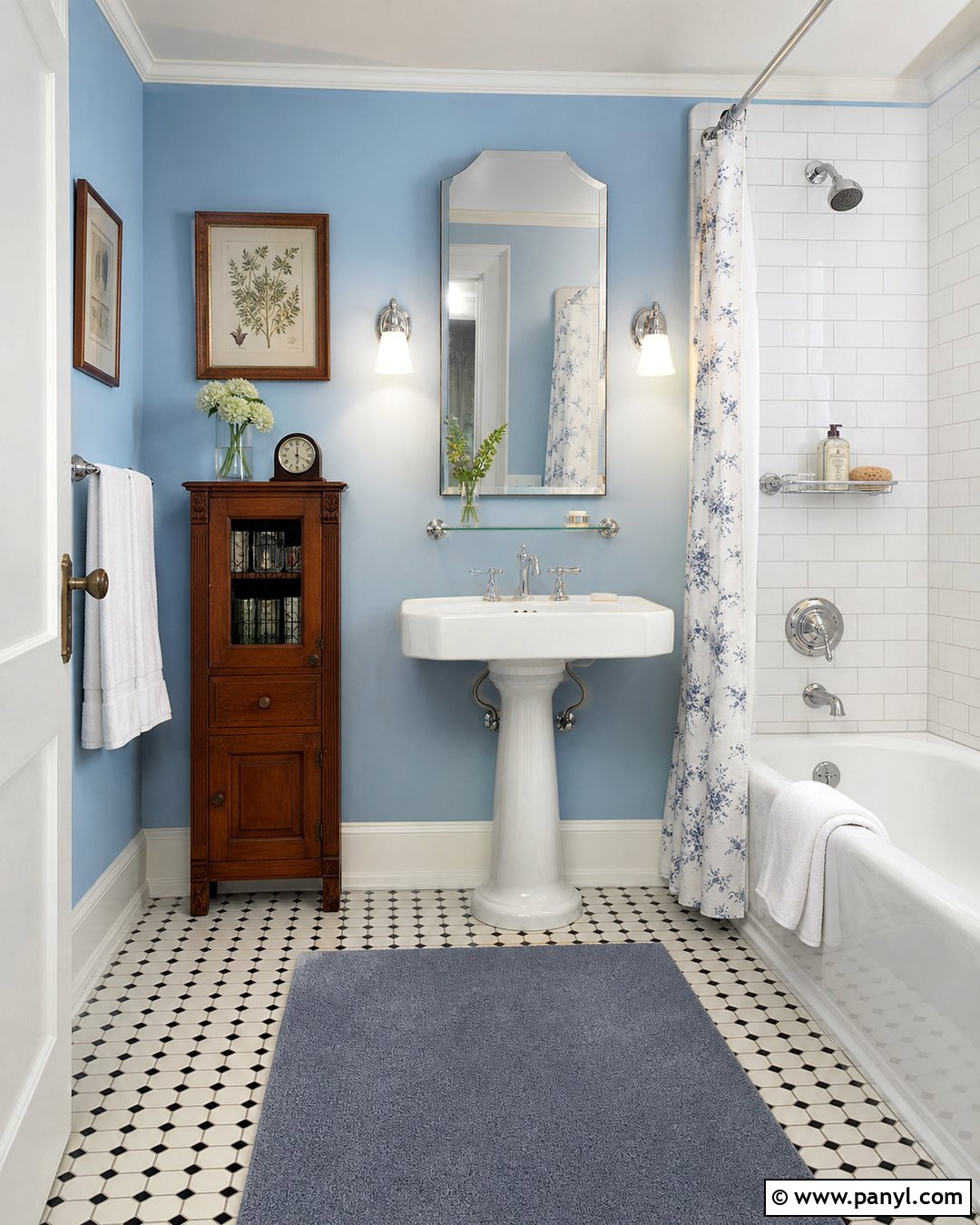 Light Blue Bathroom Walls With Vintage Decor - 35 light blue bathroom walls