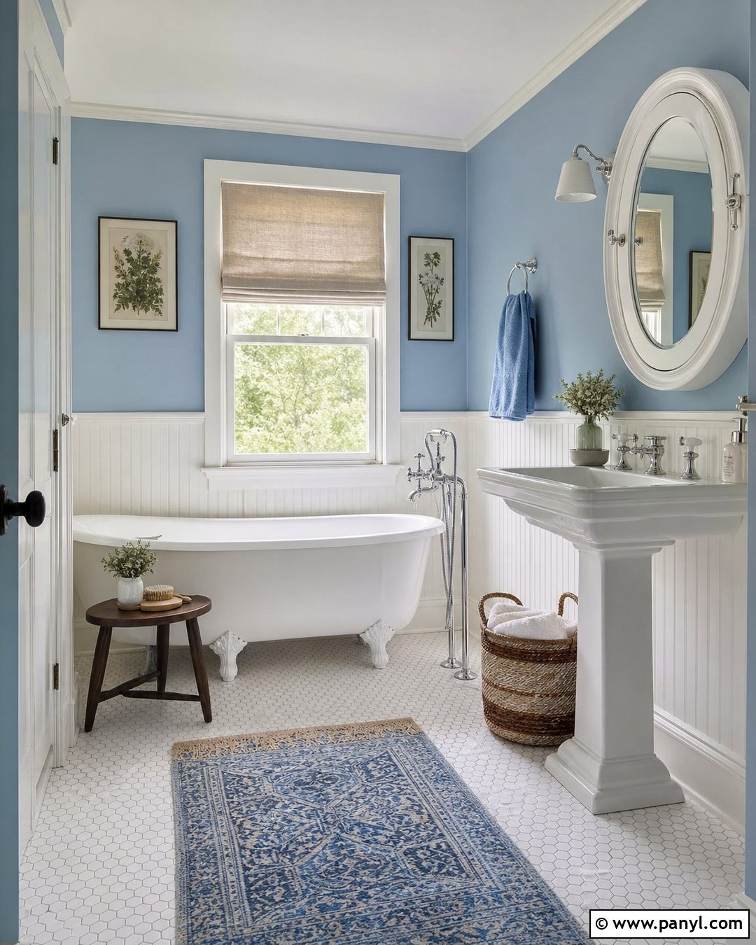 Light Blue Bathroom Walls With a Clawfoot Tub - 35 light blue bathroom walls