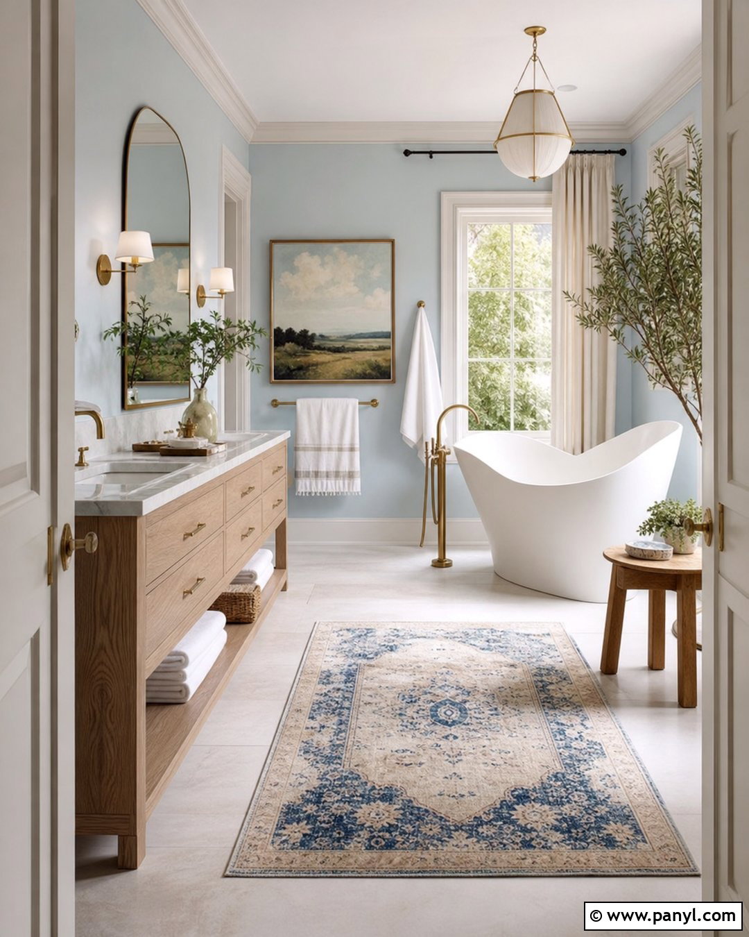Light Blue Bathroom Walls With a Freestanding Tub - 35 light blue bathroom walls