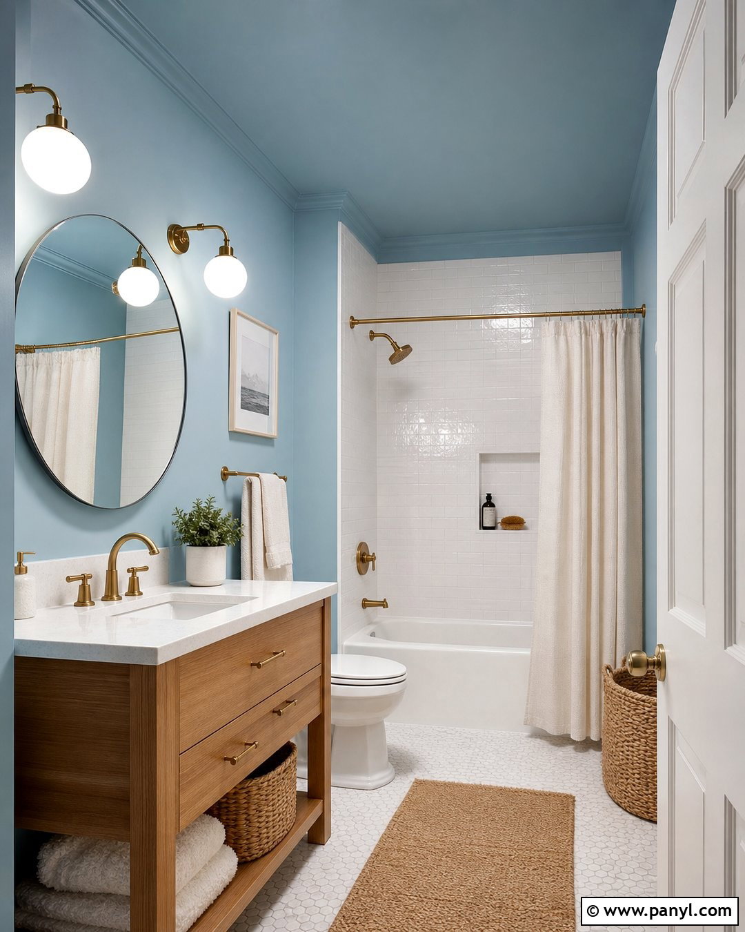 Light Blue Bathroom Walls With a Matching Ceiling - 35 light blue bathroom walls