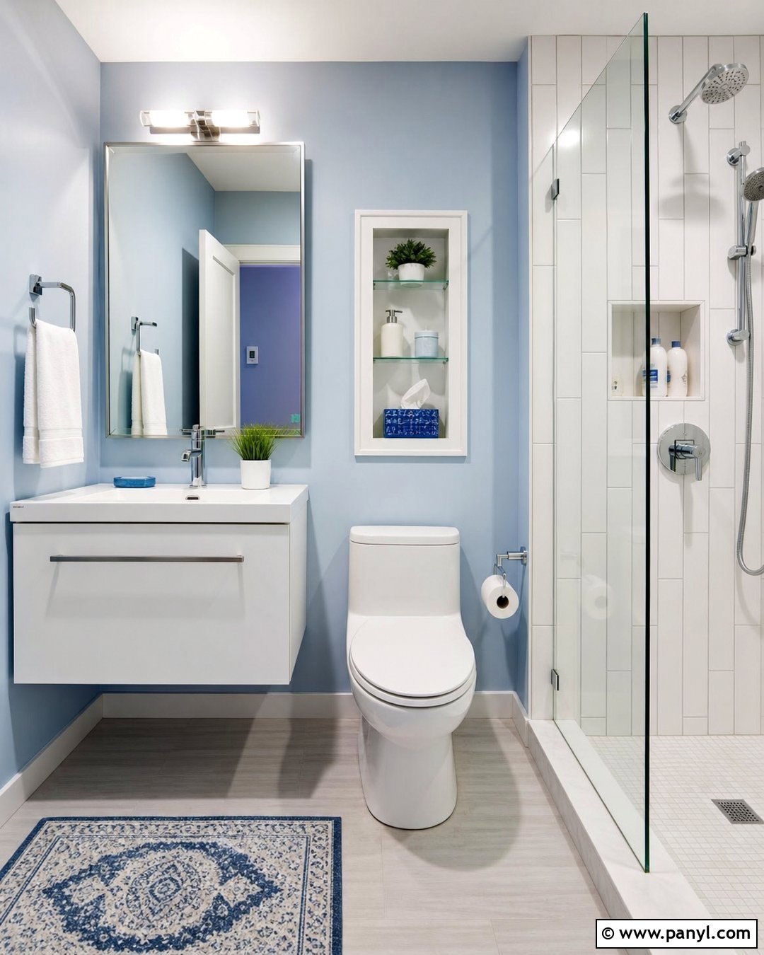 Light Blue Bathroom Walls in a Small Bathroom - 35 light blue bathroom walls
