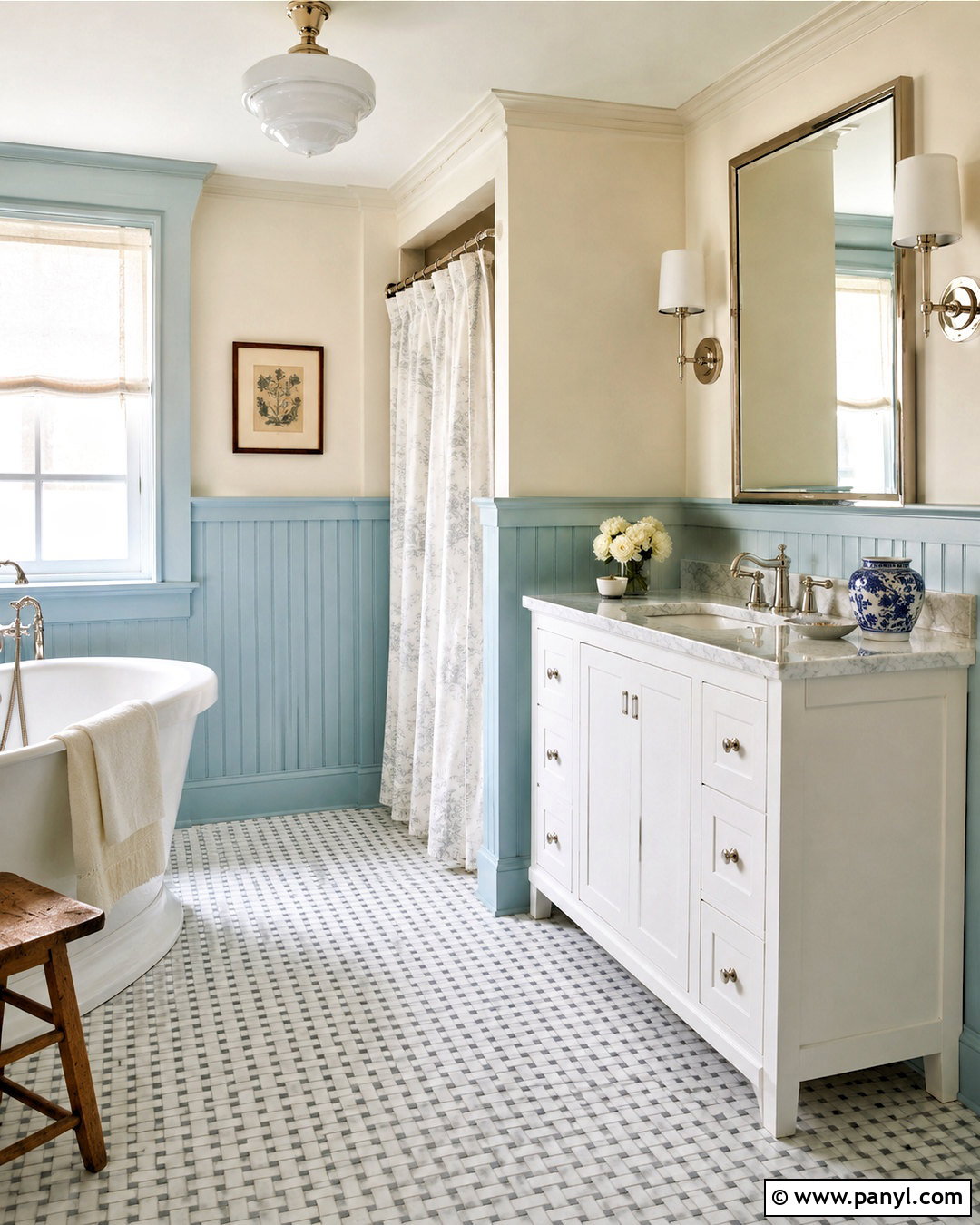 Light Blue Bathroom With Beadboard - 20 light blue bathroom decor ideas