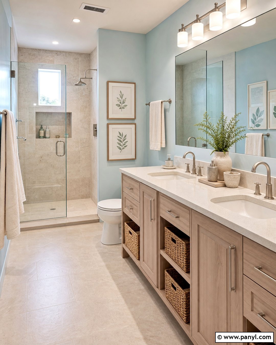 Light Blue Bathroom With Beige Tile - 25 Bathroom With Light Blue Walls