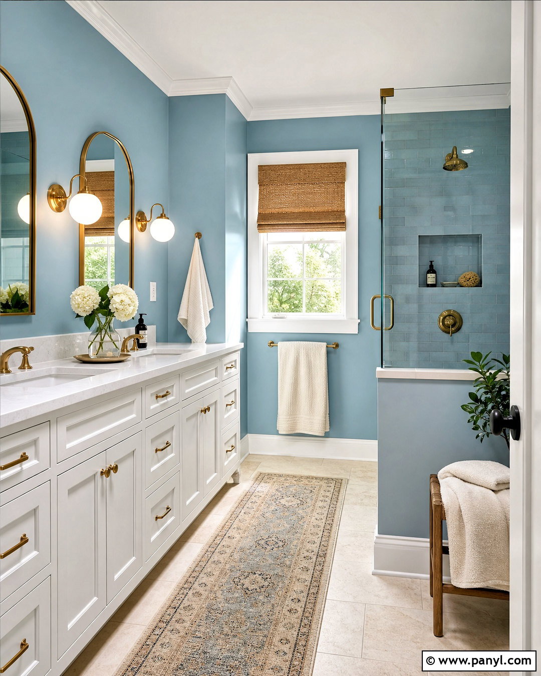 Light Blue Bathroom With Brass Fixtures - 20 light blue bathroom ideas