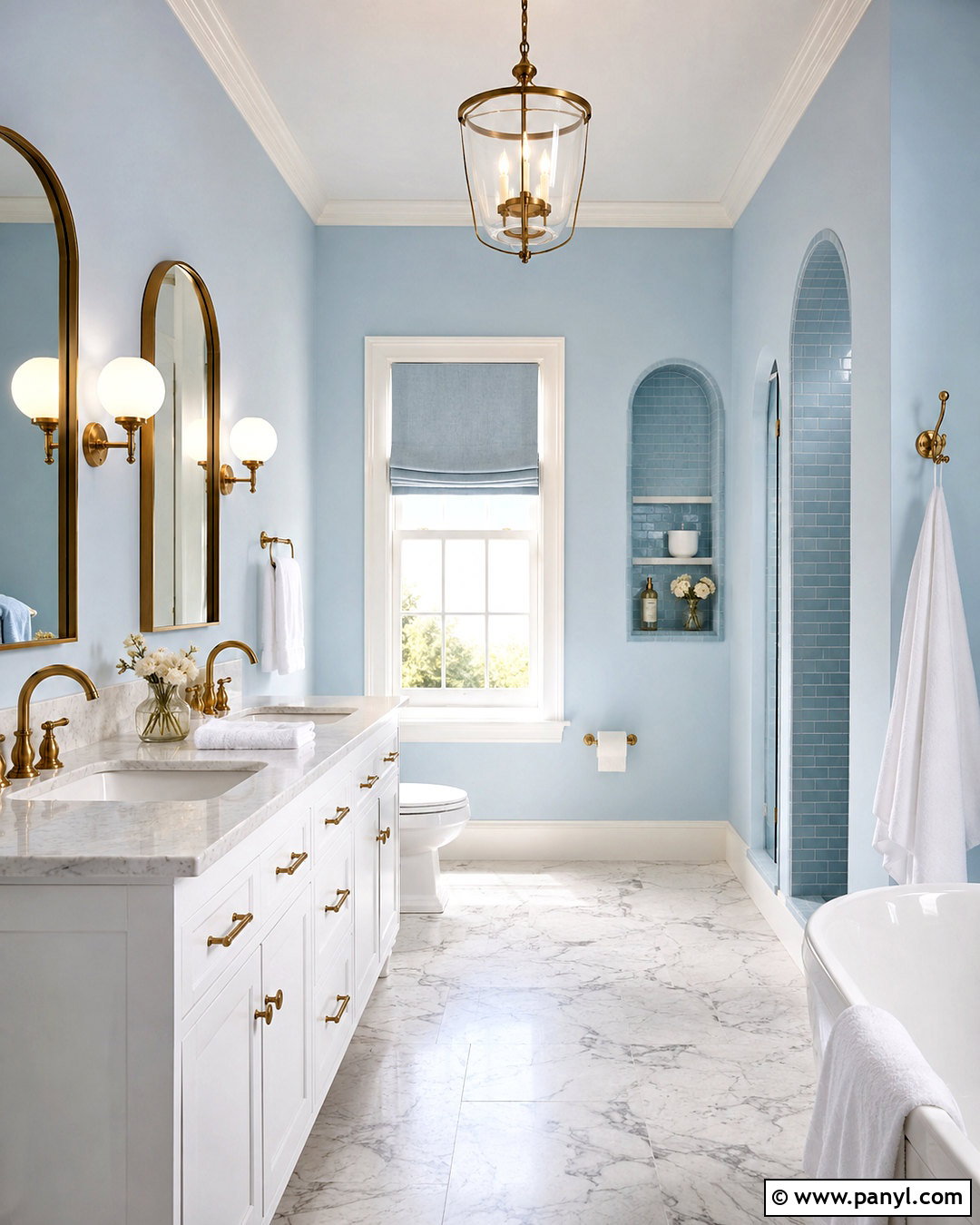 Light Blue Bathroom With Brass Fixtures - 20 light blue bathroom decor ideas